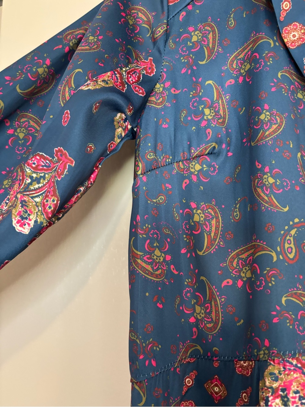 NWT Free People Paisley Button-Front Mini Dress with Pink Accents size XS - Picture 3 of 10